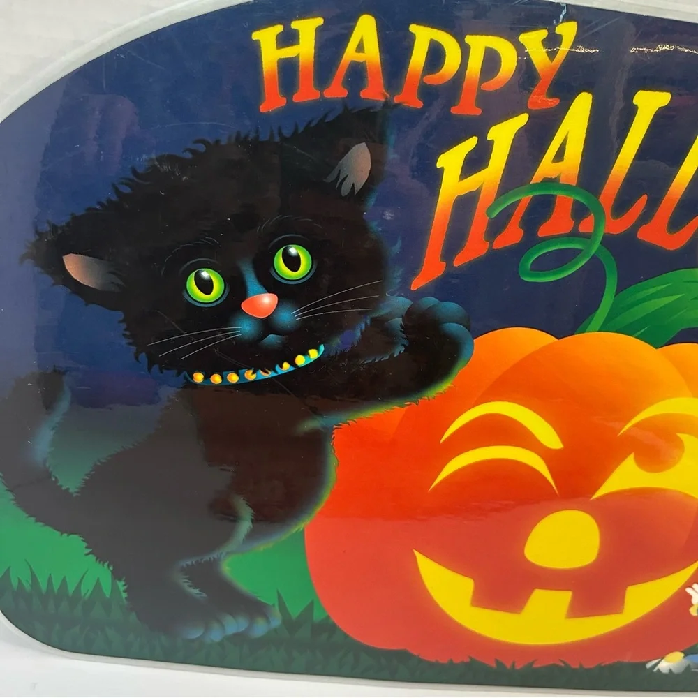 2 Bright of America Halloween table place mats laminated black cat mouse - Picture 10 of 12
